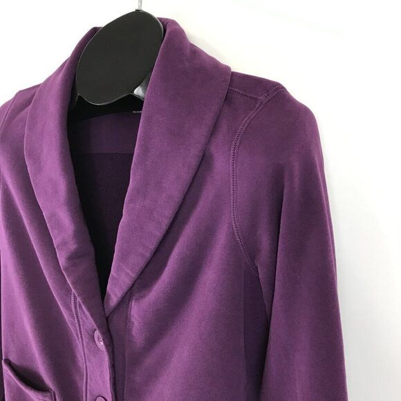 L.L. Bean Cowl Neck Button Down Cardigan Women's Small Purple Pockets Knit - Picture 5 of 11